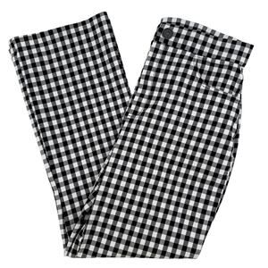 Free People Gingham Cropped Trousers High Rise Preppy Retro 60s Black White M